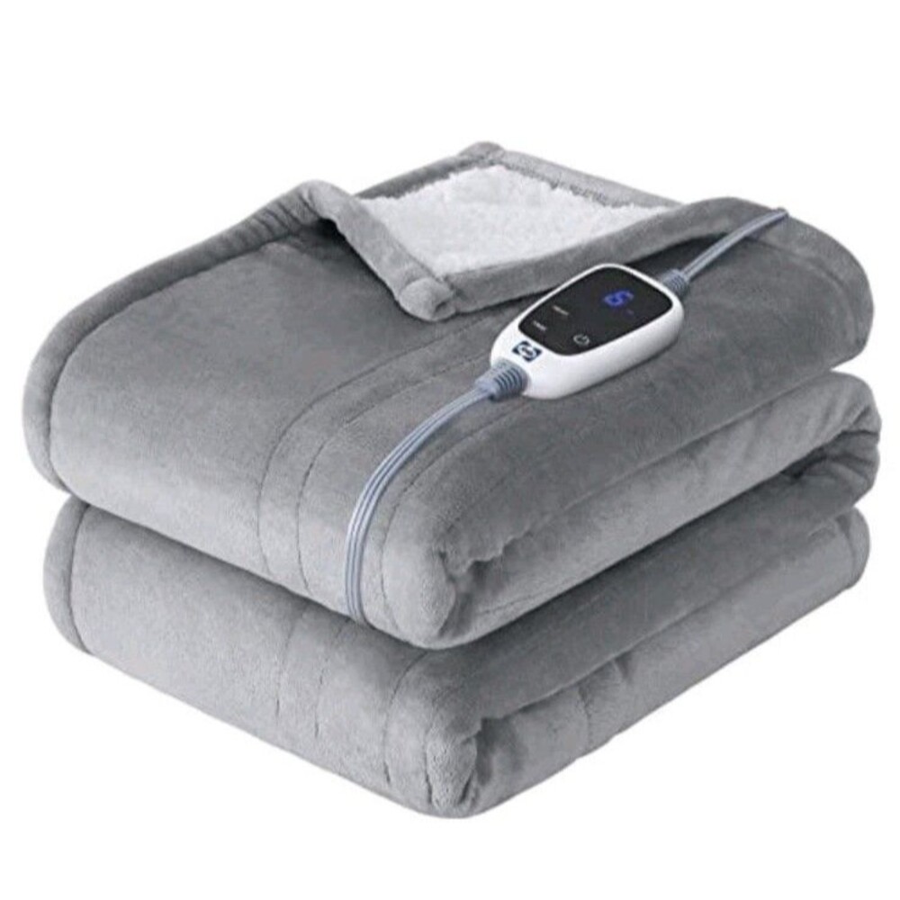 SEALY Electric Throw Blanket, Flannel & Sherpa Heated Throw 6 Heating Levels NEW